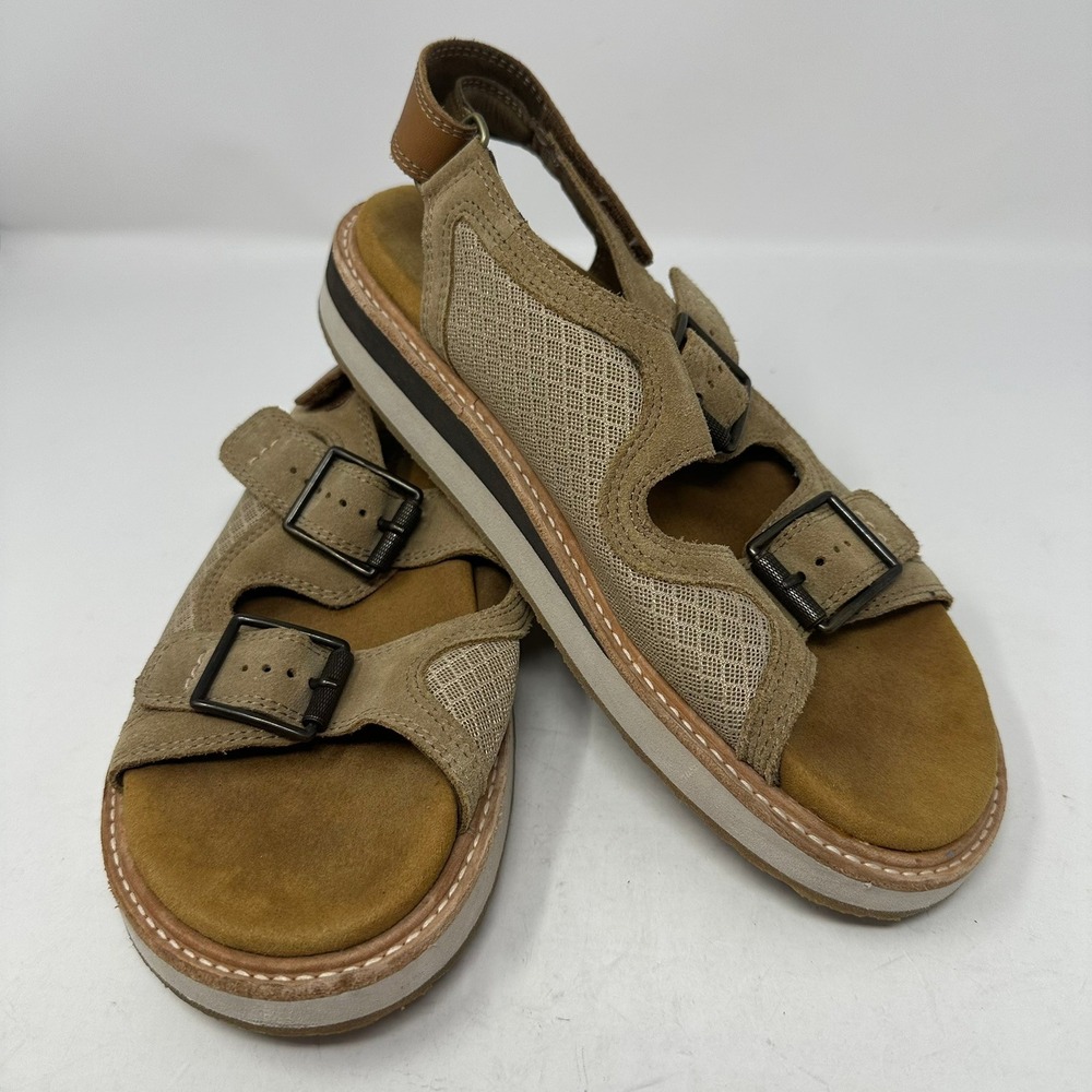 SAS Sandals Women 9.5 M Tan San Antonio Shoemakers Mesh Suede Buckle Comfort